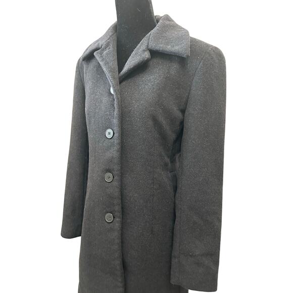 Vintage Wool Pea Coat Charcoal Gray Anne Klein Paisley Lined Womens Petite 4P - Picture 4 of 9